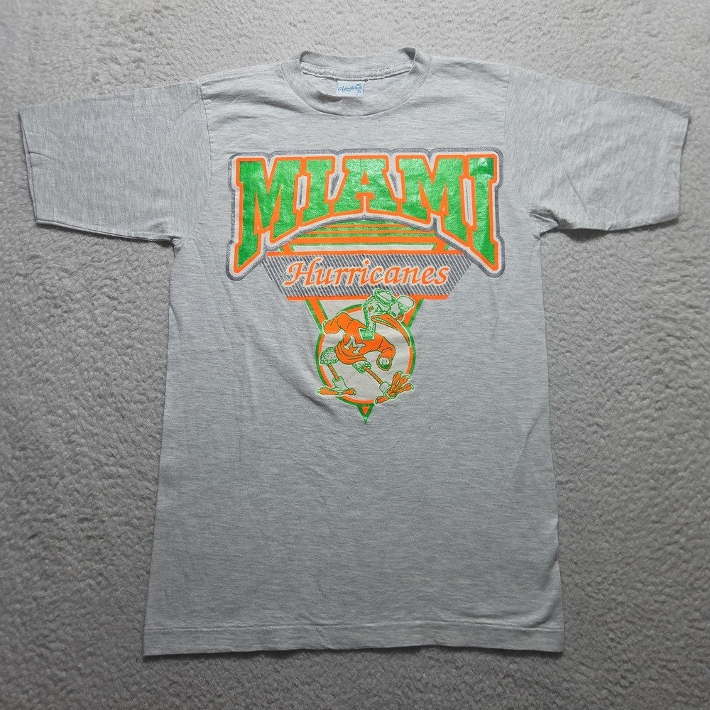 Vintage 1980s University of Miami Hurricanes Men's MEDIUM Single Stitch T-Shirt‎